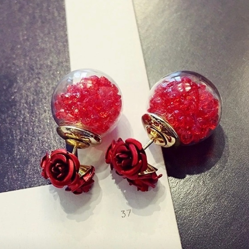 Rose Flower Double Sided Earring